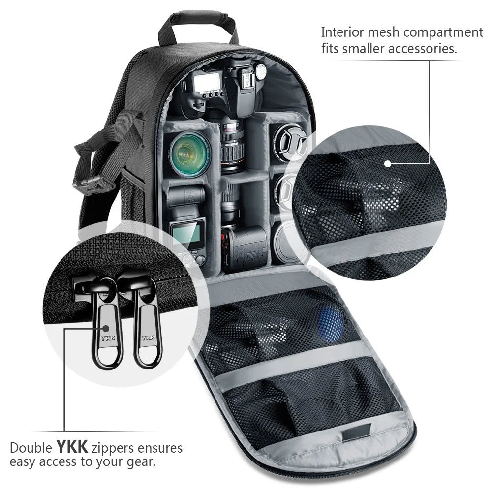 NEEWER Large Storage Space Travel Backpack Multifunctional Protective Bag Case Camera Shoulders Backpack - Grey - 3