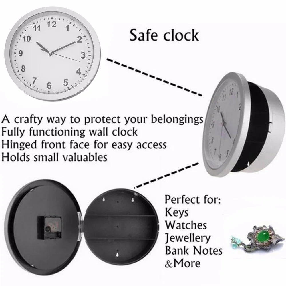 2 in 1 Hidden Safe Box Large Wall Clock Secret Security Case Money Jewellery Container Cash Safe Box for Home Office - 3