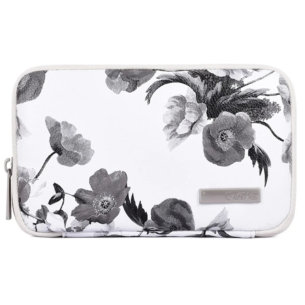 CANVASARTISAN G1-S21 Ink Wash Painting Pattern PU Leather Portable Carrying Bag Digital Accessories Zipper Storage Case Phone Pouch - White - 1