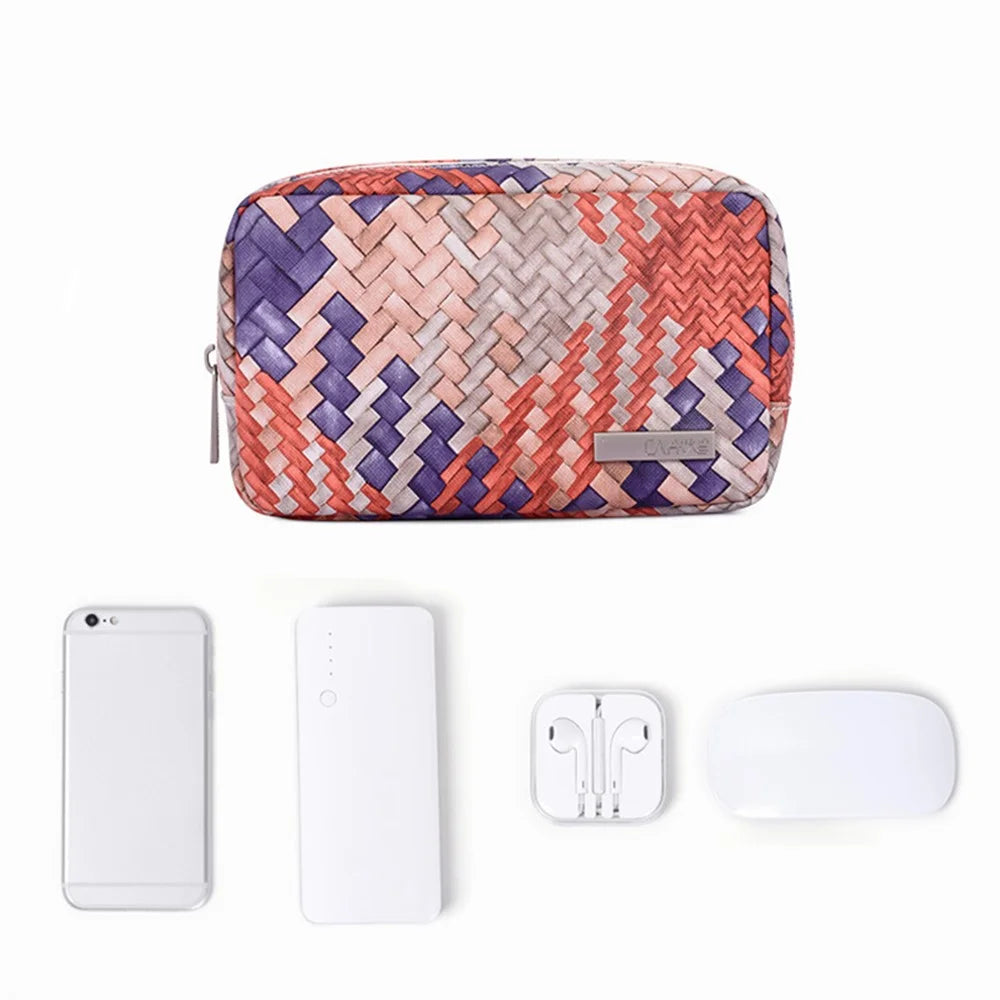 CANVASARTISAN G5-S11 Digital Accessories Woven Texture Storage Bag Power Bank Charger Earphone Phone PU Leather Carrying Case - 4