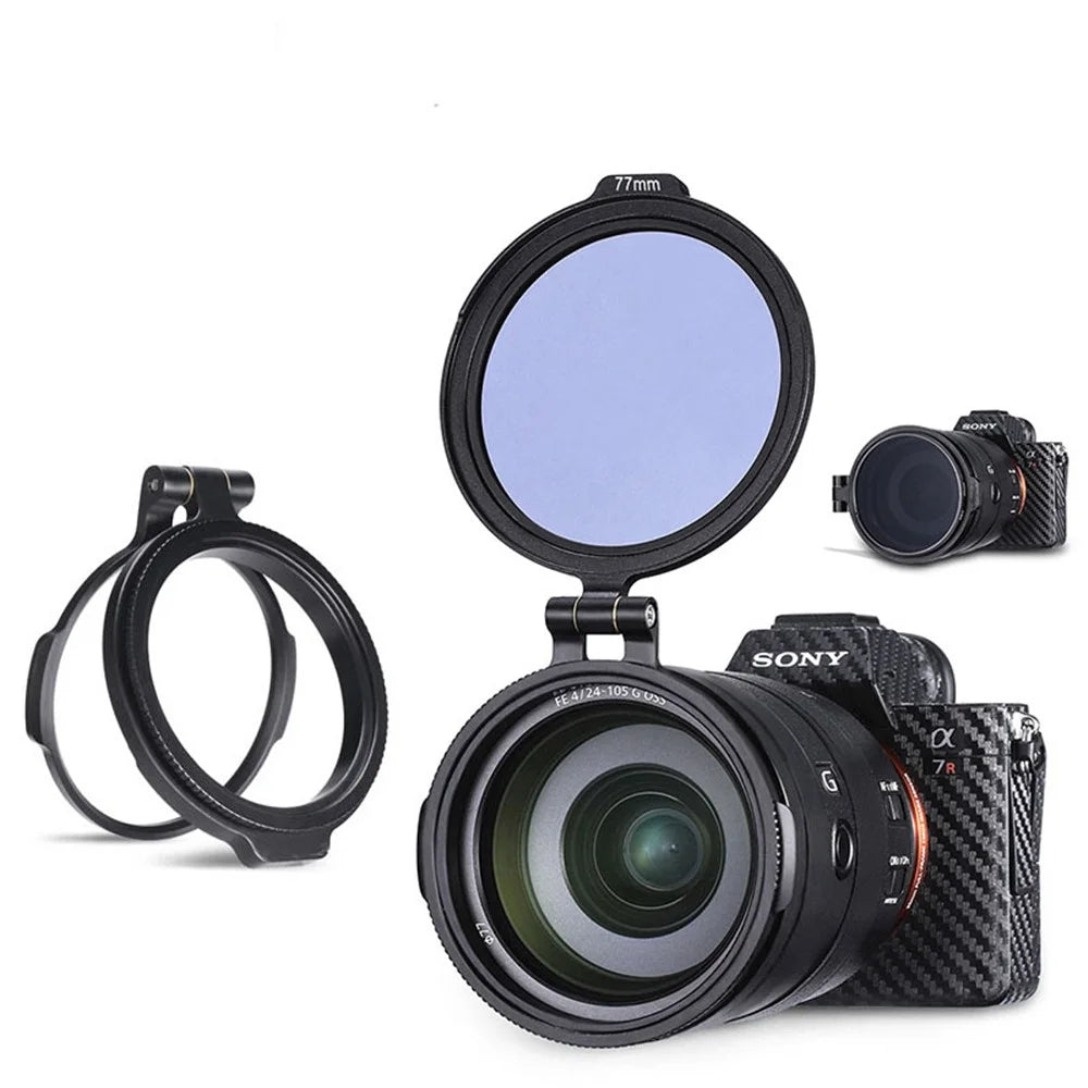 UURIG 77mm ND Filter Lens Quick Release Mount Ring Flip Lid Bracket DSLR Camera Accessory - 3