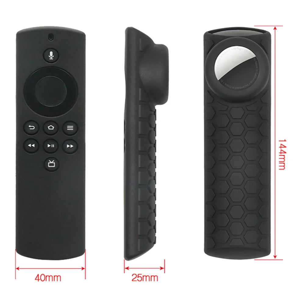 For Amazon Alexa Fire TV Stick Lite + AirTag 2-in-1 Washable Flexible Silicone Case - Black - 6