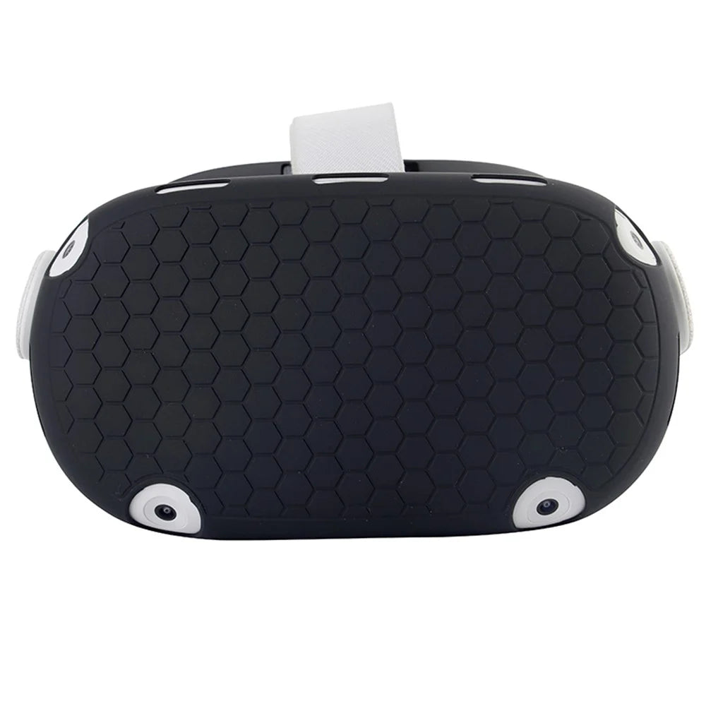 For Oculus Quest 2 VR Headset Silicone Protective Cover Skin Case with Eye Mask - Black - 6