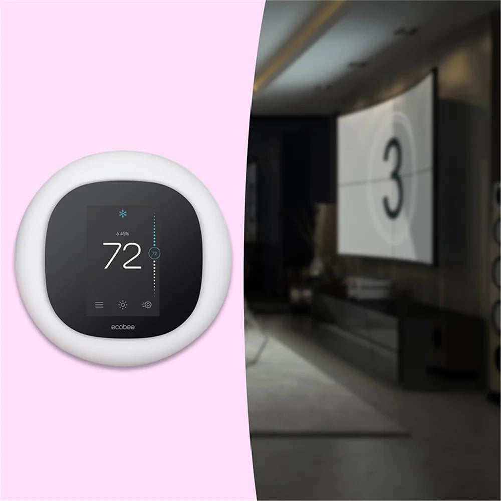 For Ecobee 3 Lite Smart Thermostat Wall Holder Cover Silicone Protective Sleeve Anti-Drop Soft Case - White - 3