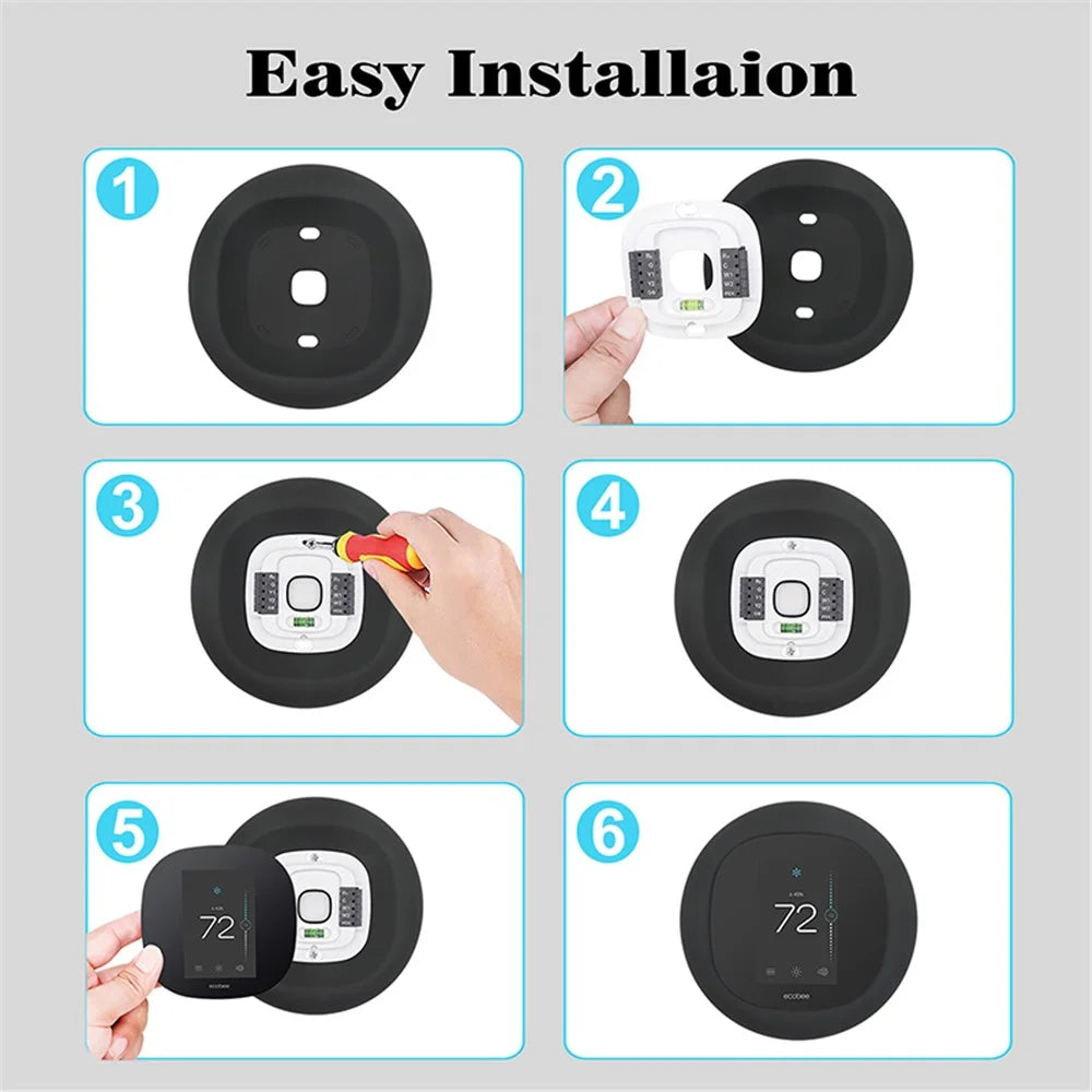 For Ecobee 3 Lite Smart Thermostat Wall Holder Cover Silicone Protective Sleeve Anti-Drop Soft Case - White - 5