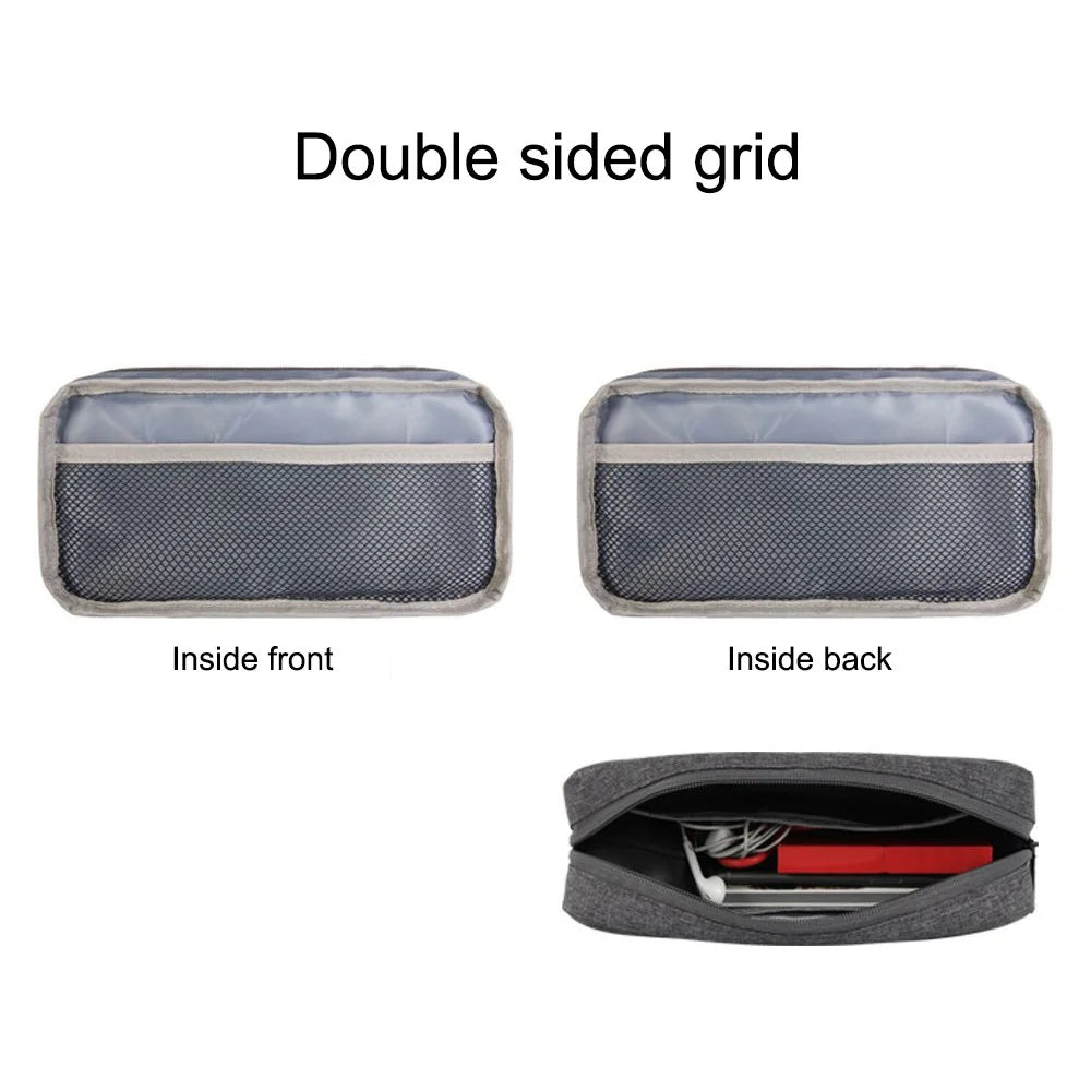 YOLINO QY-A011 Large Size Digital Accessories Carrying Zipper Bag Water Resistant Data Cable Power Bank Phone Storage Bag - Dark Grey - 6