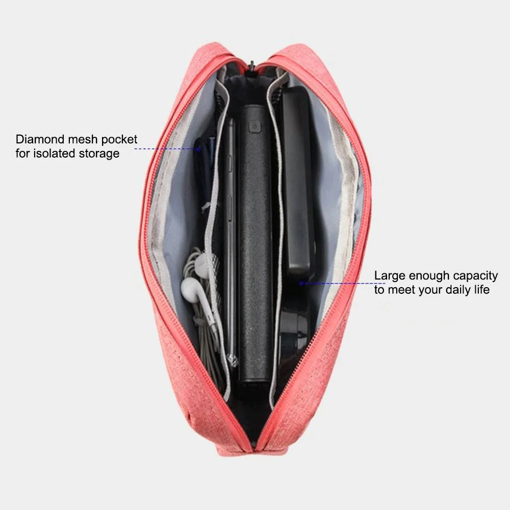 YOLINO QY-A011 Large Size Digital Accessories Carrying Zipper Bag Water Resistant Data Cable Power Bank Phone Storage Bag - Dark Grey - 7