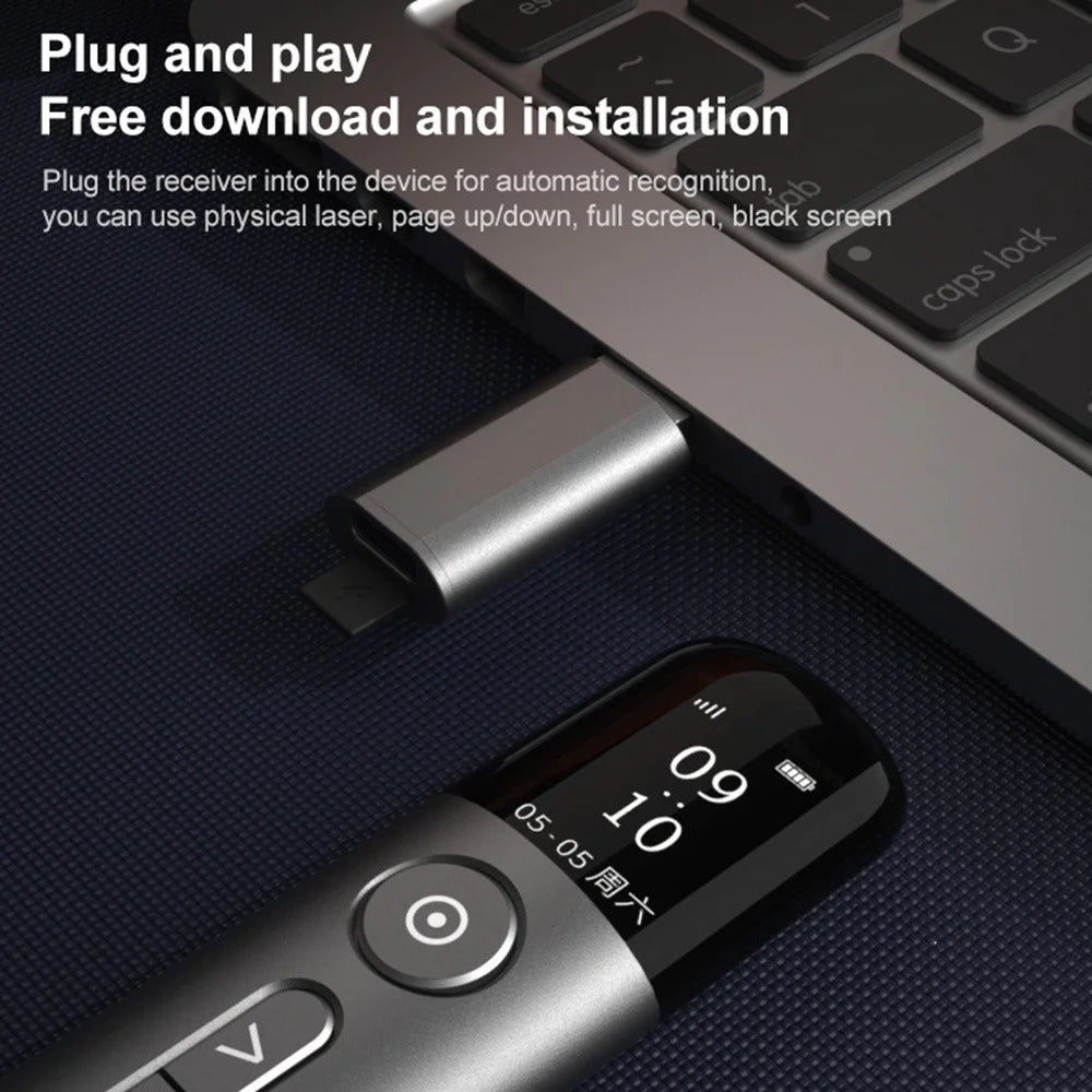ASING A9 32G Presentation Clicker for Powerpoint Clicker with LCD Screen Multi-function Presenter Remote Pointer Rechargeable Presentation Pointer for Computer Projector (Smart Version) - Grey - 4