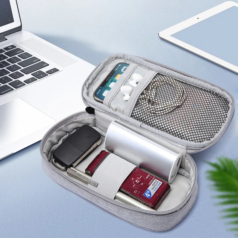 ZZRS S05 Electronic Accessories Bag Organization Pouch for Earphone, Cable, USB Flash Drive, Mouse, Wall Charger - Grey - 2
