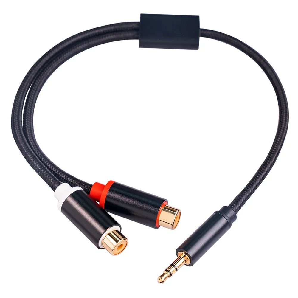 3687 3.5mm Male to 2 RCA Female Stereo Audio Cable AUX Adapter for Computer Speaker - 1