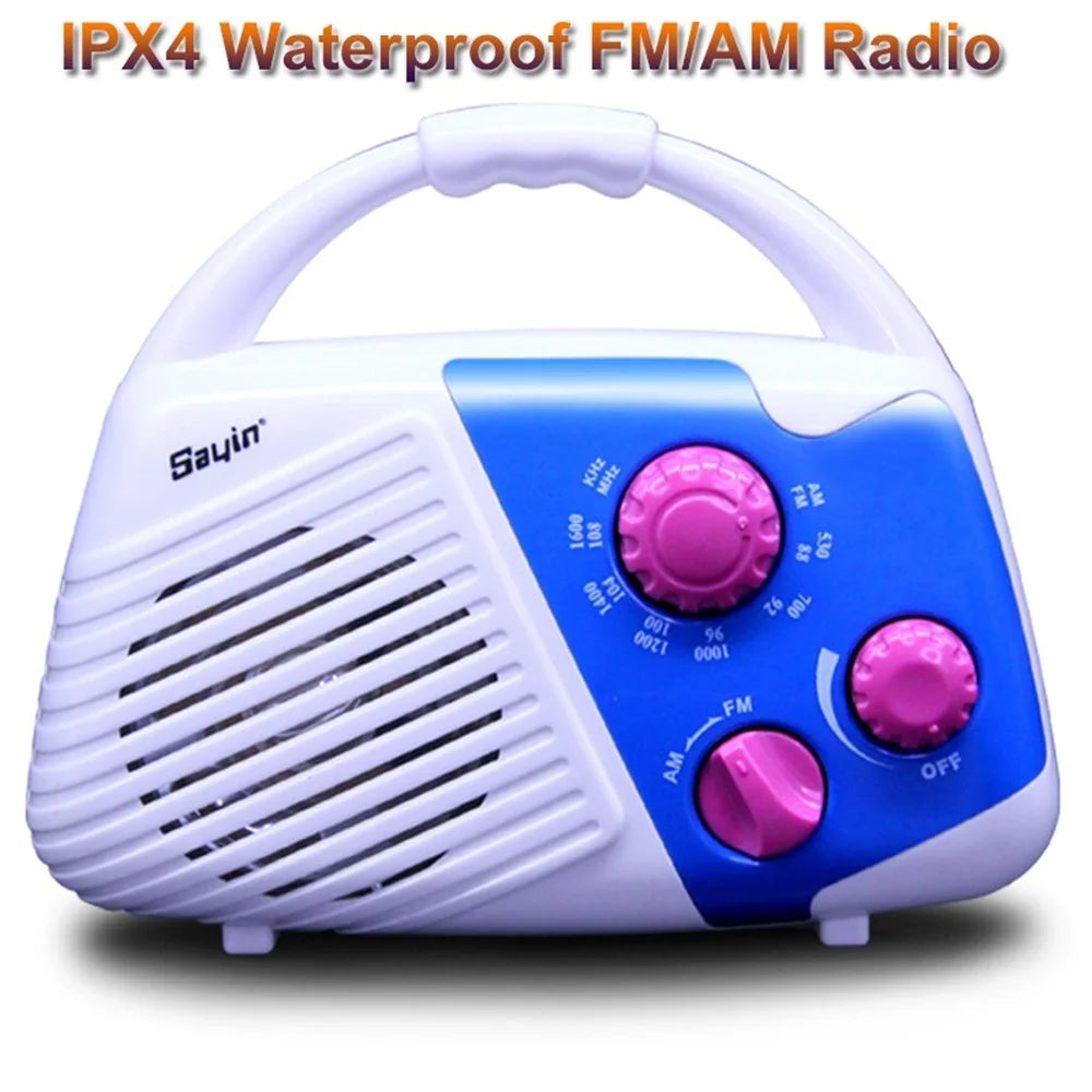 SY-920 IPX4 Waterproof Bathroom Shower AM FM Radio with Top Handle Battery Powered Speaker - 2