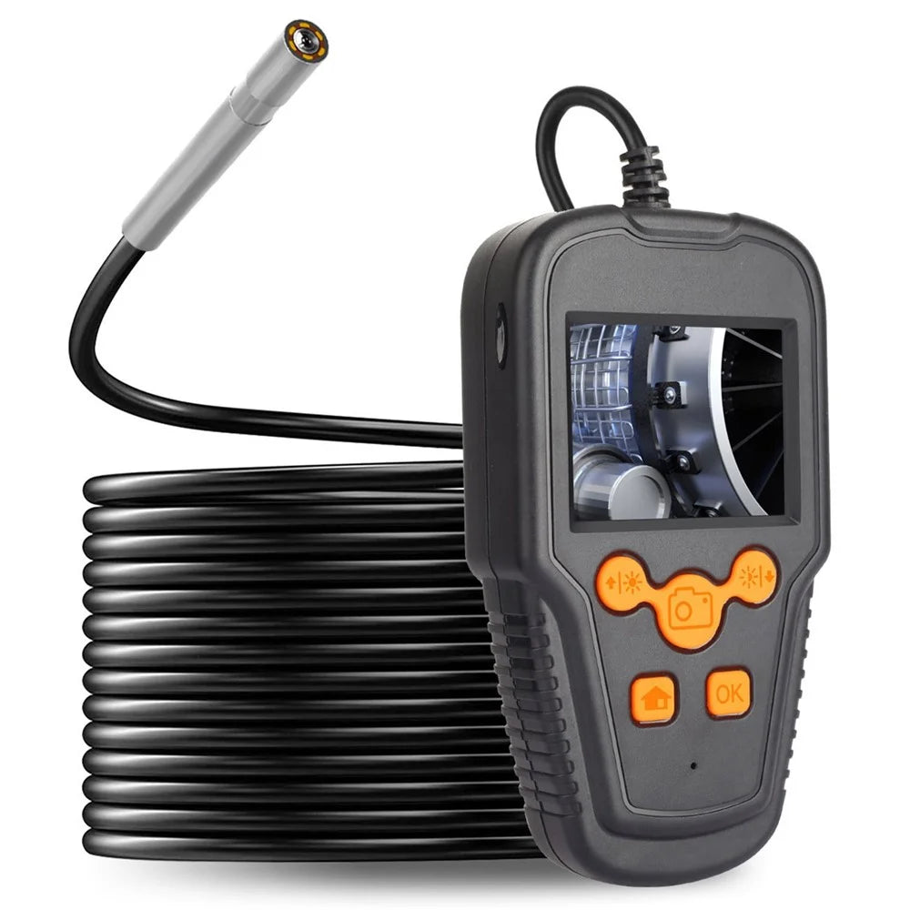 P60A 10m Hard Wire 8-LED Built-in 3.9mm Camera Lens Industrial Endoscope Inspection with and 2.4'' Screen Display - 1