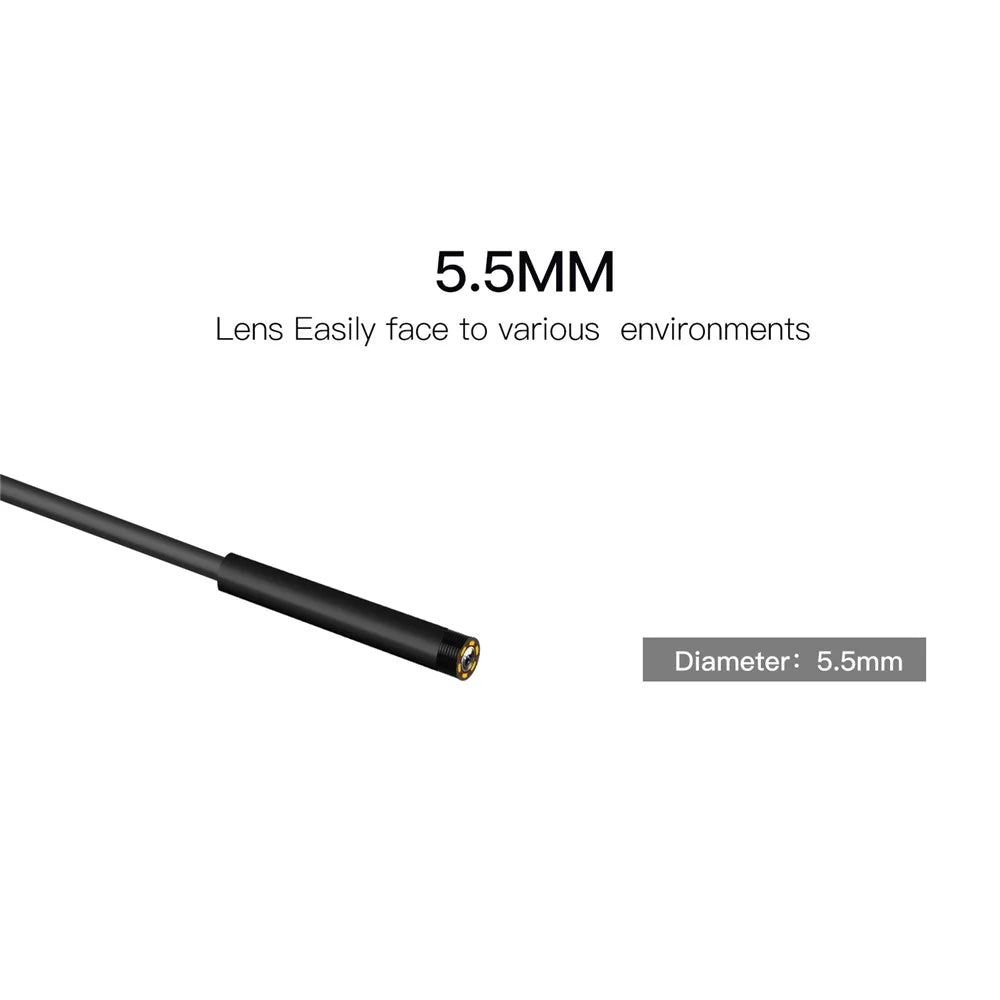 P60B 2m Hard Wire 5.5mm Lens 8-LED House Maintenance Appliance Inspection Camera 2.4'' Screen Display Industrial Endoscope - 7