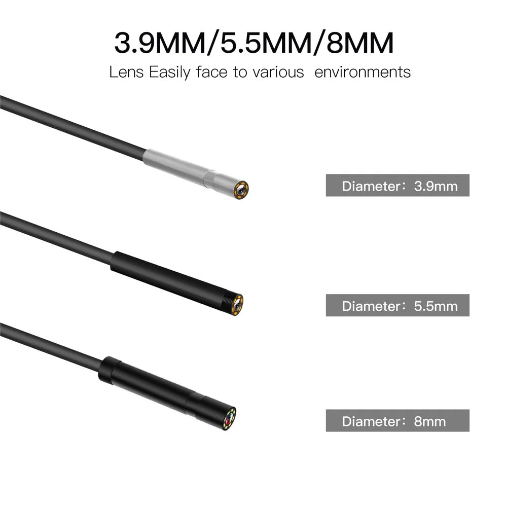 P60B 10m Hard Wire HD 1080P 8mm Lens Waterproof Industrial Endoscope 2.4 inch Screen Pipe Inspection Camera Borescope - 7