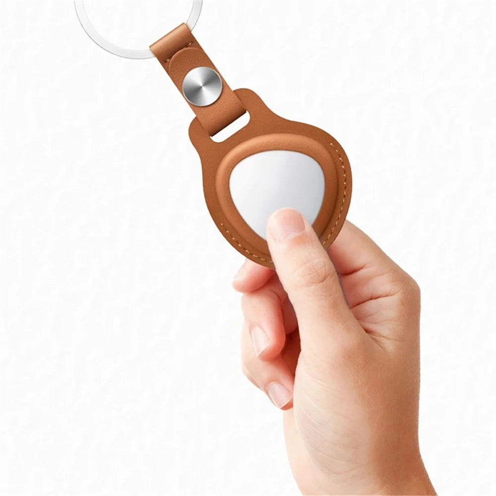 For HUAWEI Tag Bluetooth-compatible Tracker PU Leather Protective Case Anti-lost Cover with Keyring - Brown - 4