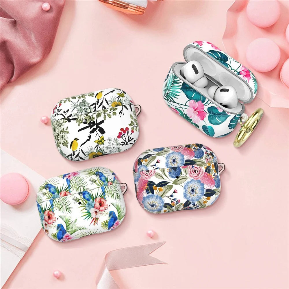 AHASTYLE PT142 For Apple AirPods Pro Shockpro of Case Pattern Printed TPU Cover Anti-Lost Earbuds Case with Buckle - Orchid - 3
