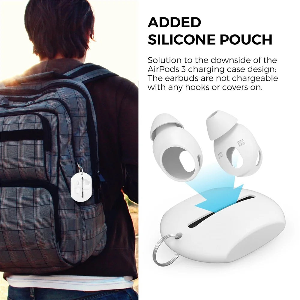 AHASTYLE PT66-3 3 Pairs Earbud Silicone Ear Tips for Apple AirPods 3, Earphone Soft Cover Cap Replacement, Size: L - Black - 5