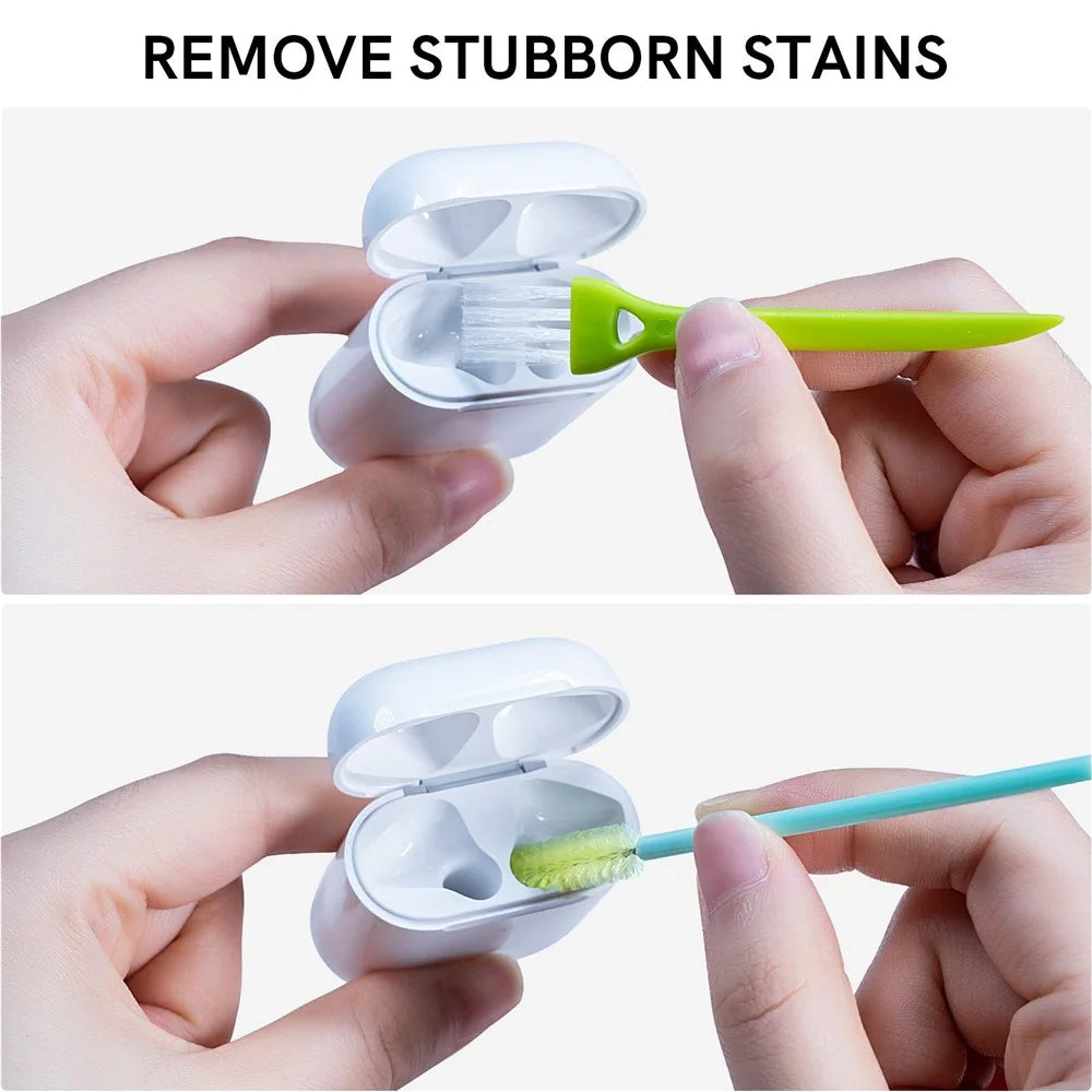 AHASTYLE PT-DD178 Bluetooth-compatible Headset Keyboard Cleaning Tools Kit Dust Removal Pen Brush Tweezers Wipe Cloth Set - Blue - 3