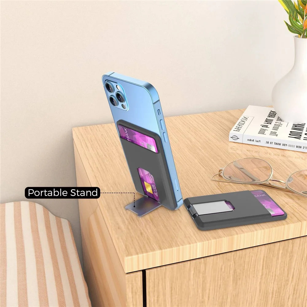 AHASTYLE PT133-H Adhesive Credit ID Card Holder Stick-On Mobile Phone Back Pocket Stand Bracket - Black - 3
