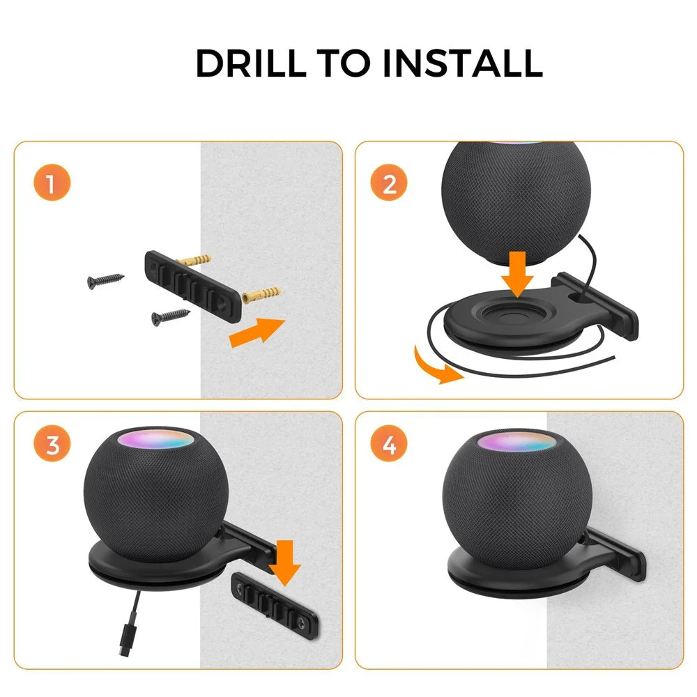 AHASTYLE PT149 For Apple HomePod Mini Smart Speaker Wall Mount Holder Bracket Hanger - Black - 4
