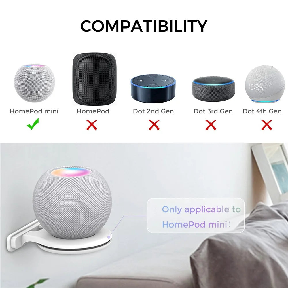 AHASTYLE PT149 For Apple HomePod Mini Smart Speaker Wall Mount Holder Bracket Hanger - Black - 5