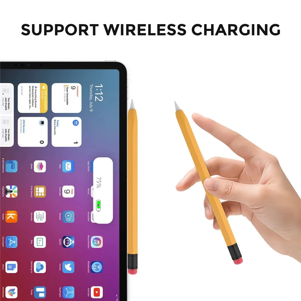 AHASTYLE PT180-2 For Apple Pencil (2nd Generation) Hexagon Design Anti-slip Stylus Pen Cover Silicone Protective Sleeve - Yellow - 2