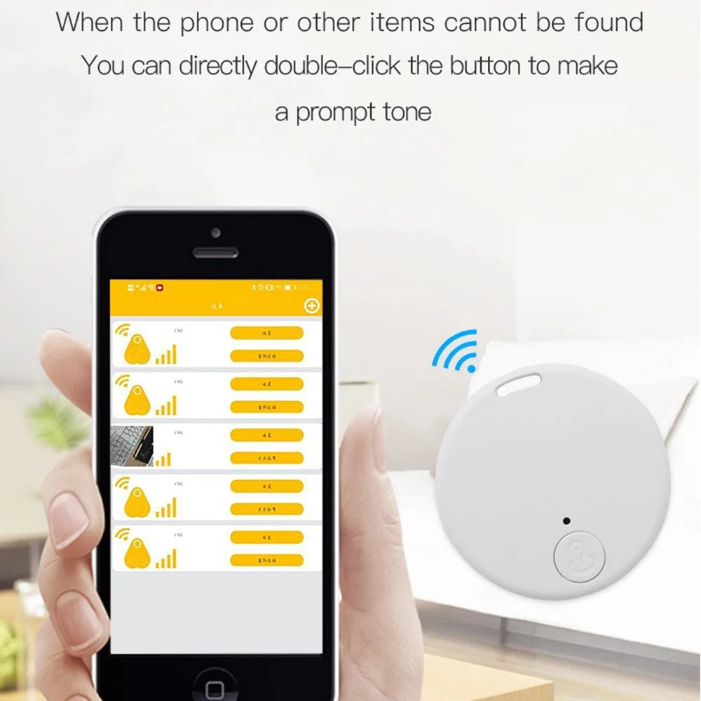 Y02 Round Shape Bluetooth-compatible 5.0 Tracker Item Locator with Key Chain Hole for Keys Wallets Phones Tablets - Black - 6