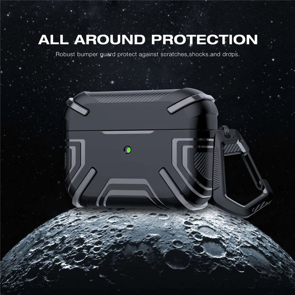 For Apple AirPods 3 Charging Case Cover Bluetooth-compatible Earbuds Protector Shockproof TPU Cover with Buckle - Black - 2