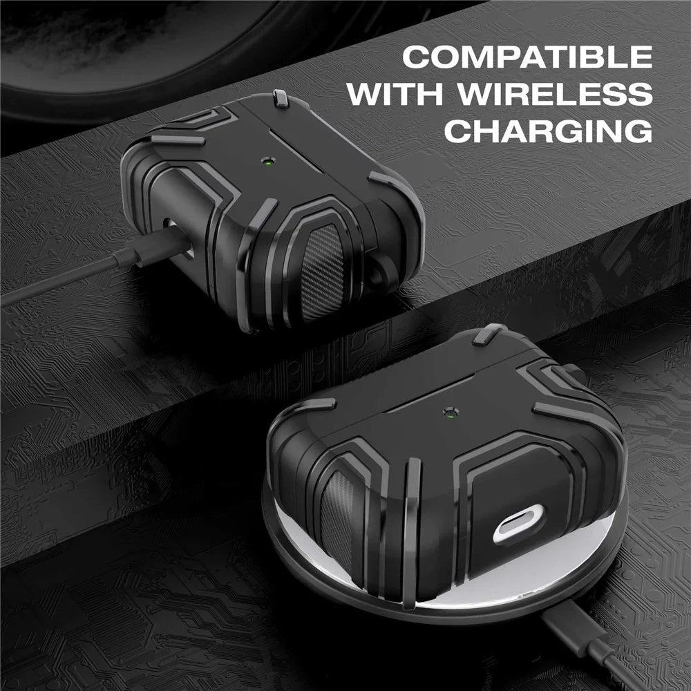 For Apple AirPods 3 Charging Case Cover Bluetooth-compatible Earbuds Protector Shockproof TPU Cover with Buckle - Black - 6