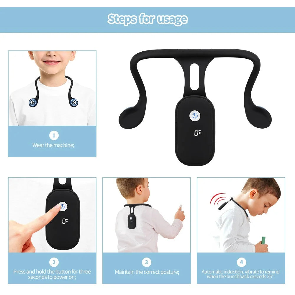 102226 Silicone Orthopedic Corrector Intelligent Auto-Sensing Posture Trainer for Adults and Children Anti-Hunchback Corrector Device - Black - 6