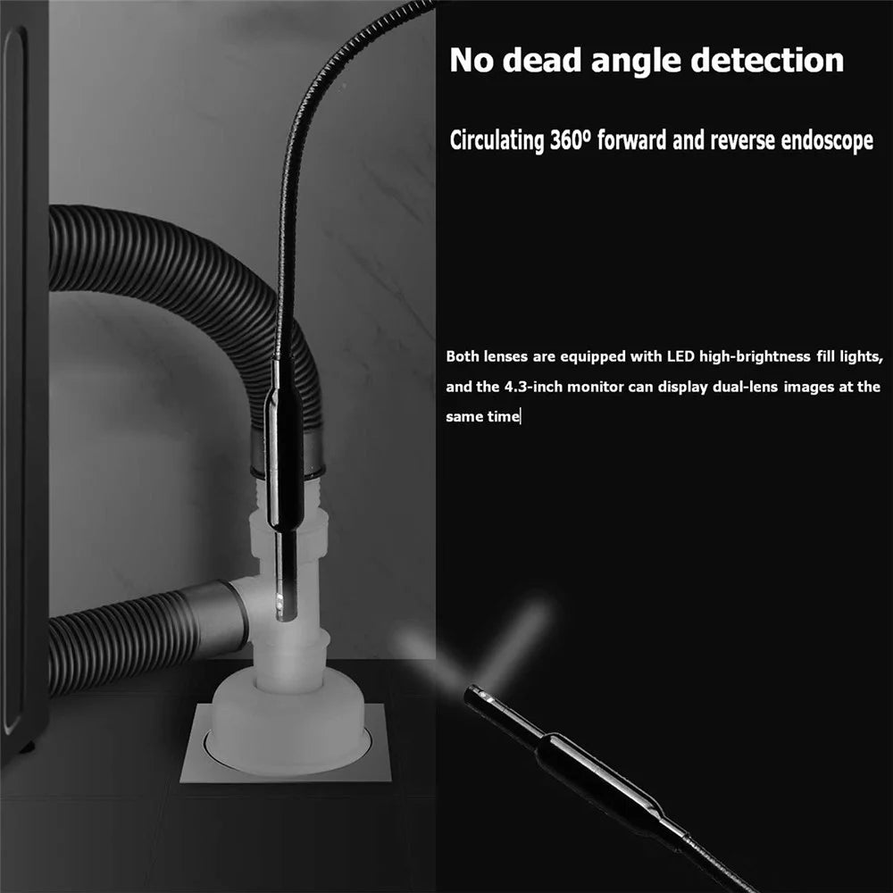 B317 1m Metal Wire 8mm 360-Degree Rotation Dual-Lens 4.3-inch Screen Endoscope 9-LED Waterproof Industrial Borescope Inspection Tool - 4