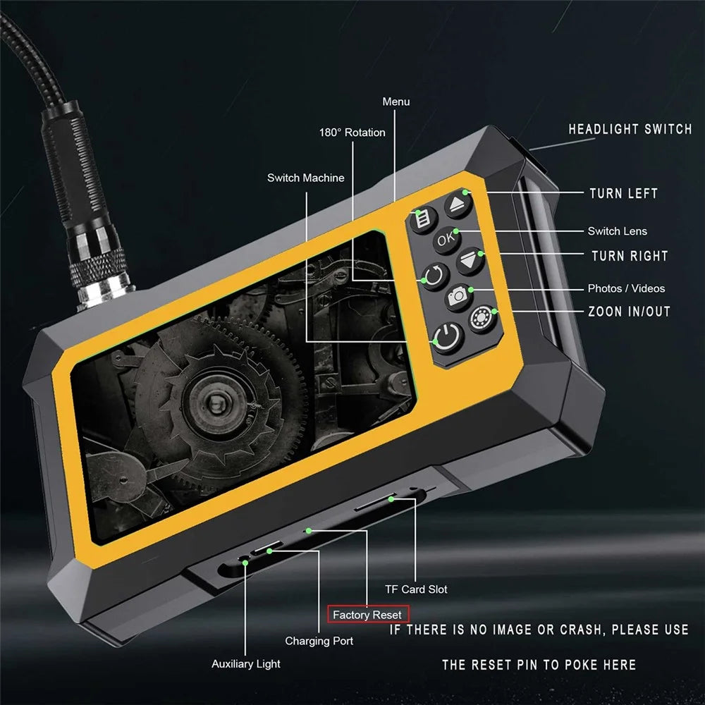 B317 5m Metal Wire 9-LED Waterproof Industrial Borescope Inspection Tool 8mm 360-Degree Rotation Dual-Lens 4.3-inch Screen Endoscope - 3
