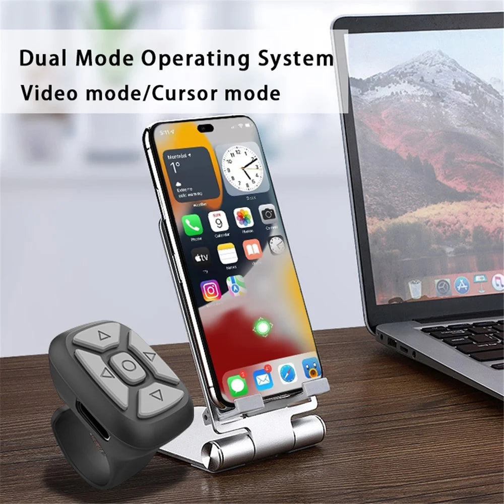 S18 Multi-Function Bluetooth-compatible Mobile Phone Remote Control Wireless Cell Phone APP Controller E-books Flipping Remote - Black - 5
