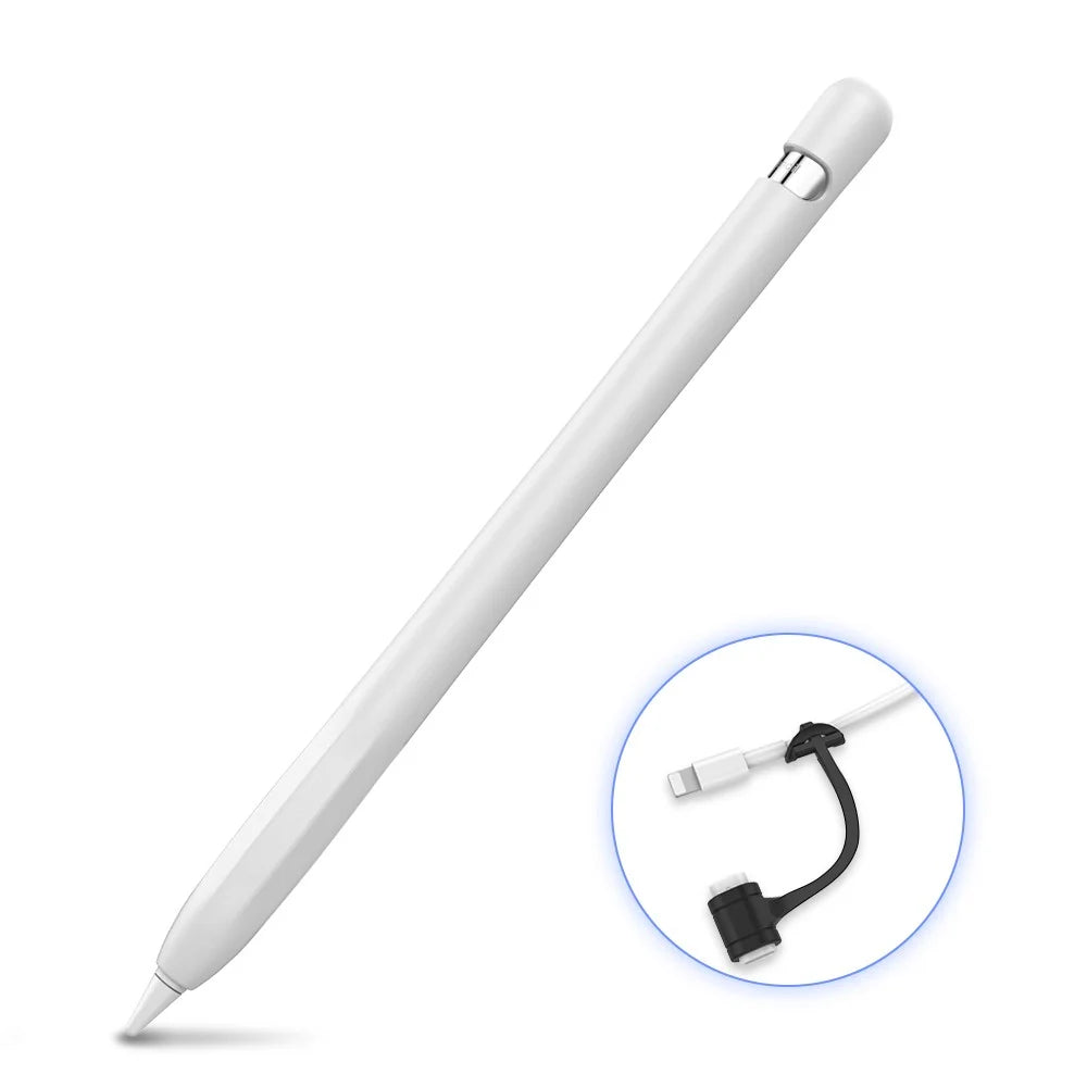 AHASTYLE PT93 Silicone Case for Apple Pencil (1st Generation), Stylus Pen Sleeve Skin-touch Capacitive Pen Cover - White - 1