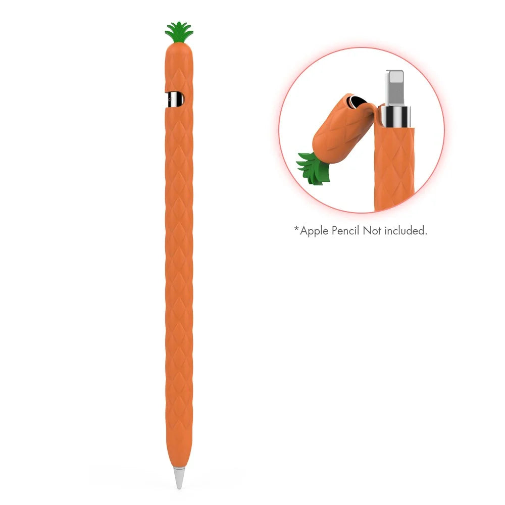 AHASTYLE PT106-1 for Apple Pencil (1st Generation) Stylus Pen Protective Sleeve Pineapple Style Pen Silicone Case - Orange - 2
