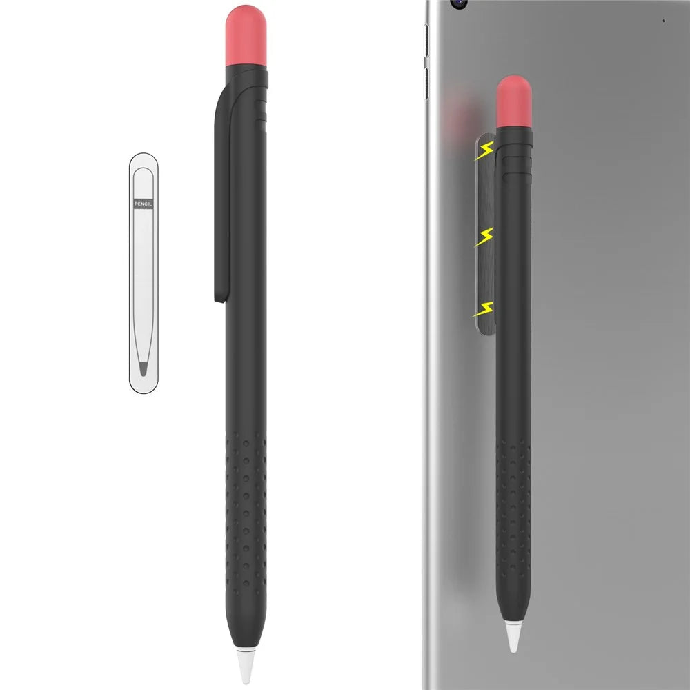 AHASTYLE PT152 Silicone Sleeve for Apple Pencil (1st Generation) Stylus Pen Case Dual Color Shockproof Cover - Black - 1