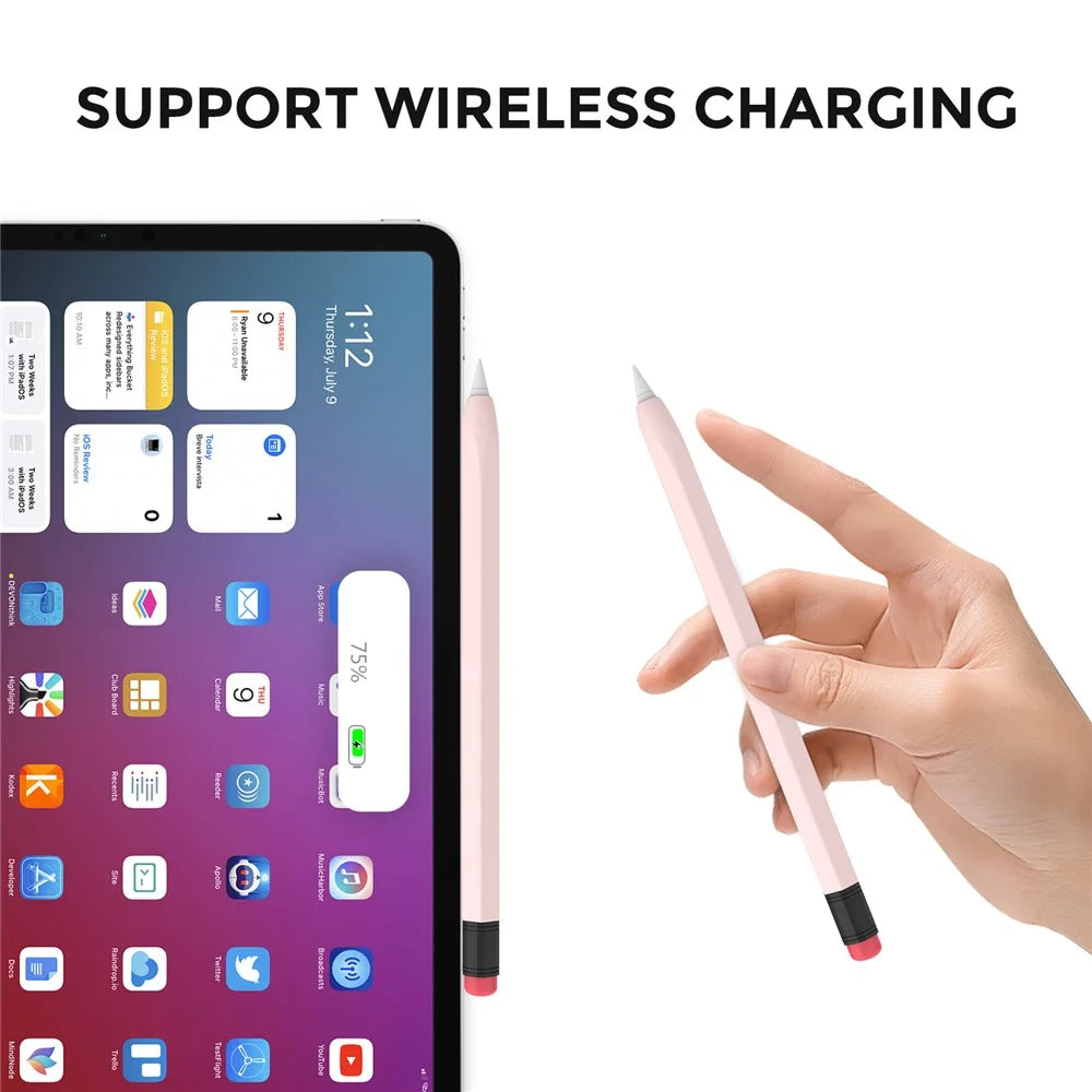 AHASTYLE PT180-2 For Apple Pencil Pro / Pencil (2nd Generation) Retro Silicone Protective Sleeve Capacitive Stylus Pen Anti-Drop Cover - Pink - 2