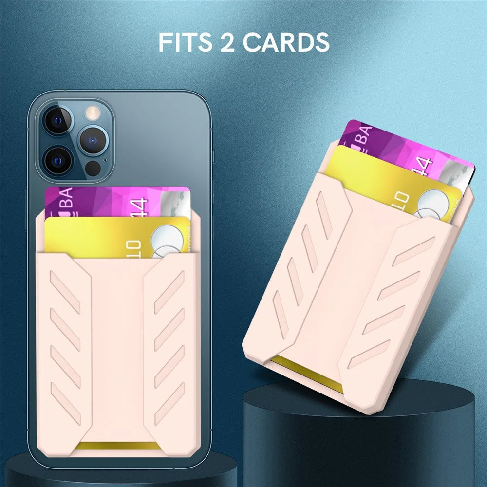 AHASTYLE PT133-A Magnetic Phone Card Holder Mobile Phone Credit Card Sleeve Wallet Pocket - Pink - 5