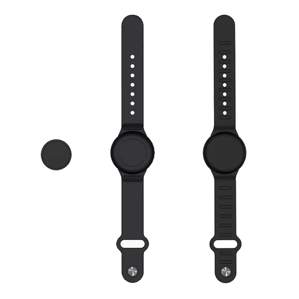 Silicone Wristband for Apple AirTag Finder Location Tracker Holder Protective Case Waterproof Bracelet - Black - 2