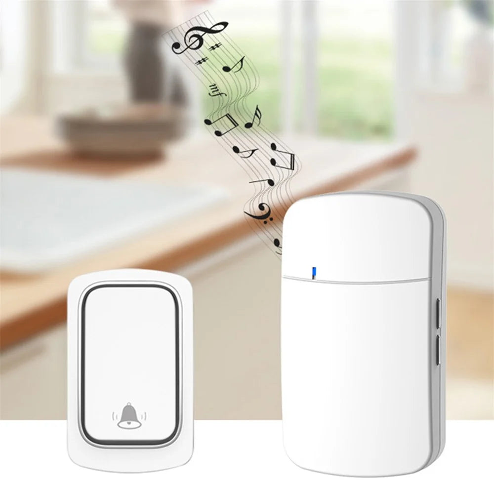 ML01 Self-powered Wireless Door Bell 38 Ringtones Home Intelligent Alarm System, 1 Transmitter+1 Receiver - Black / EU Plug - 2
