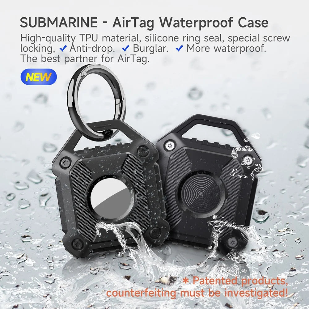 TPU Case for Apple AirTag Bluetooth-compatible Tracker Protector Anti-Lost Key Pet Locator Soft Cover with Keychain - Black - 2