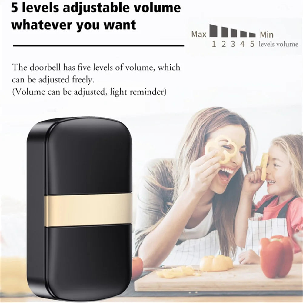 CACAZI FA96 60 Chime Self-powered Wireless Doorbell Smart Home Alarm System, 1 Transmitter+2 Receivers - Black / US Plug - 2