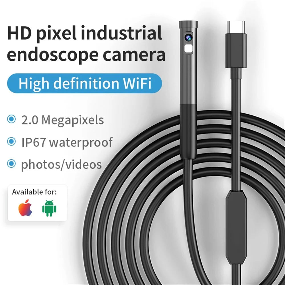 W300 1m Wire 8mm Dual Lens Endoscope IP67 Waterproof 1080P Borescope Inspection Camera for iOS Android - 3