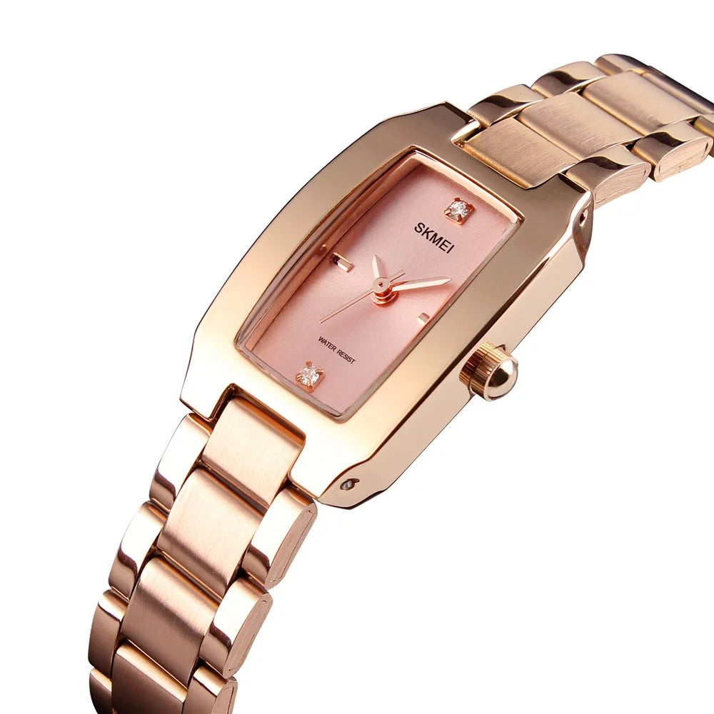 SKMEI 1400 Classic Quartz Ladies Watch Rhinestone Decor Zinc Alloy Wrist Watch - Rose Gold - 2