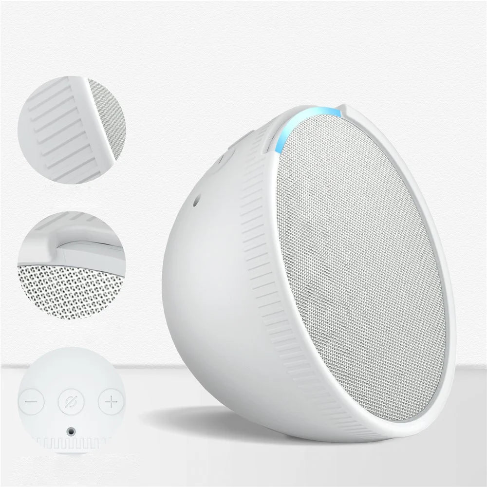 Silicone Case for Amazon Echo Pop Bluetooth-compatible Speaker Anti-scratch Protective Cover - White - 2