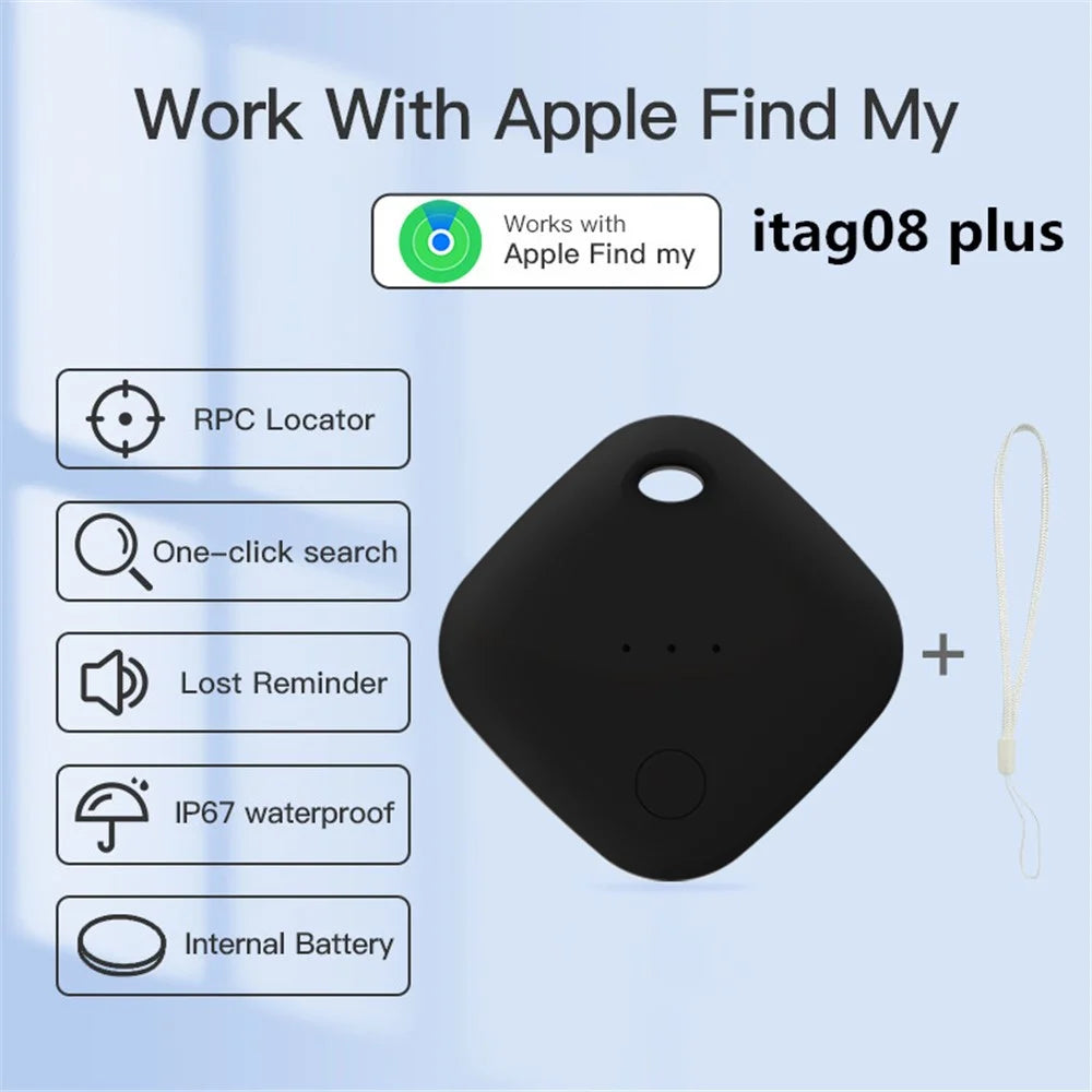 itag08 Portable Pet Tracker Bluetooth-compatible Item Finder for Apple Device Anti-Loss Locator - Black - 2