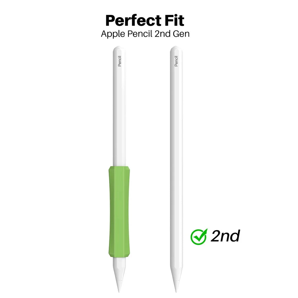 AHASTYLE LC03 3Pcs / Pack Soft Silicone Grip Holder for Apple Pencil 1st / 2nd Generation Stylus Pencil Non-Slip Protective Cover - White / Pink / Matcha Green - 4