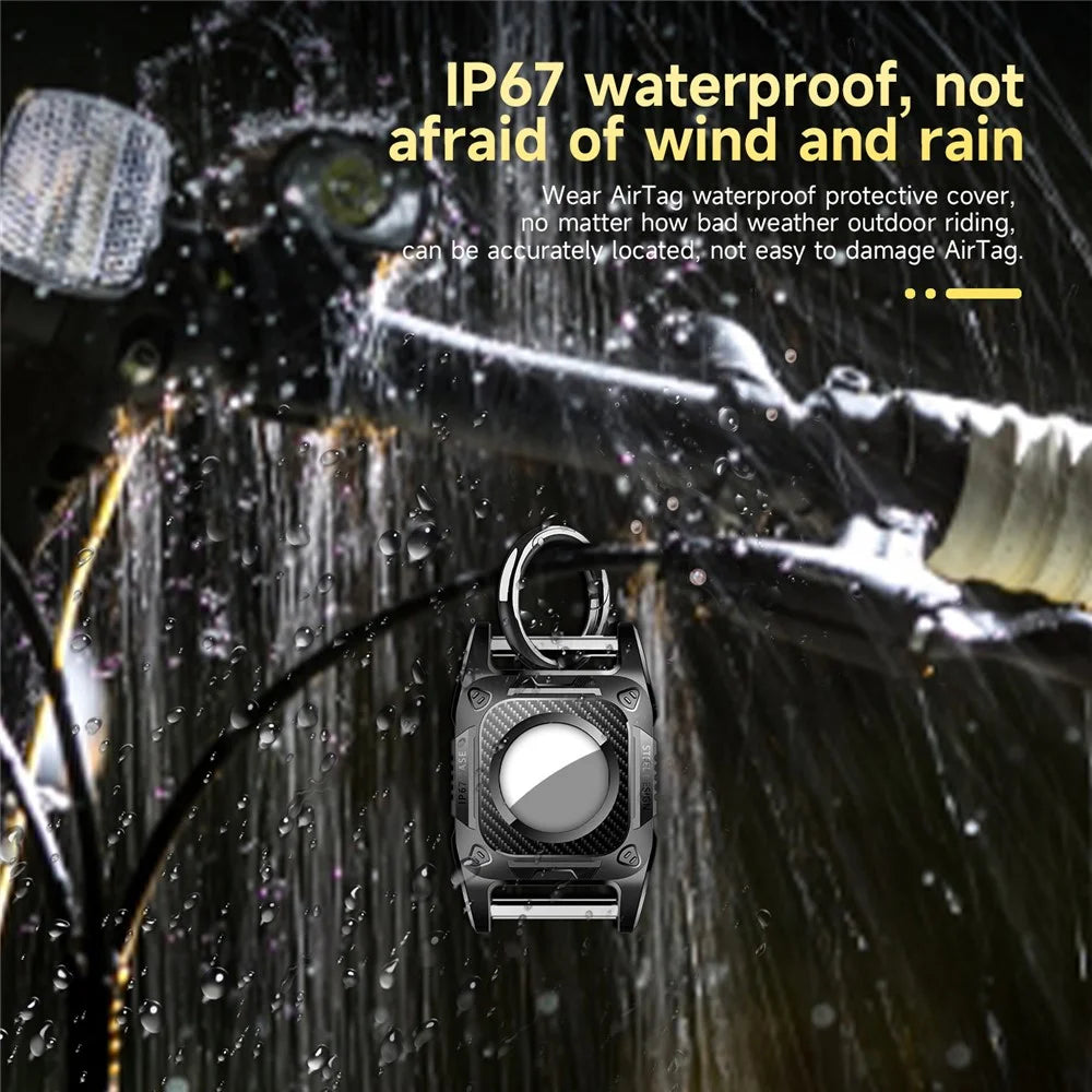 For AirTag Bluetooth-compatible Tracker Protective Case TPU + PC IP67 Waterproof Locator Cover ST - Black - 4