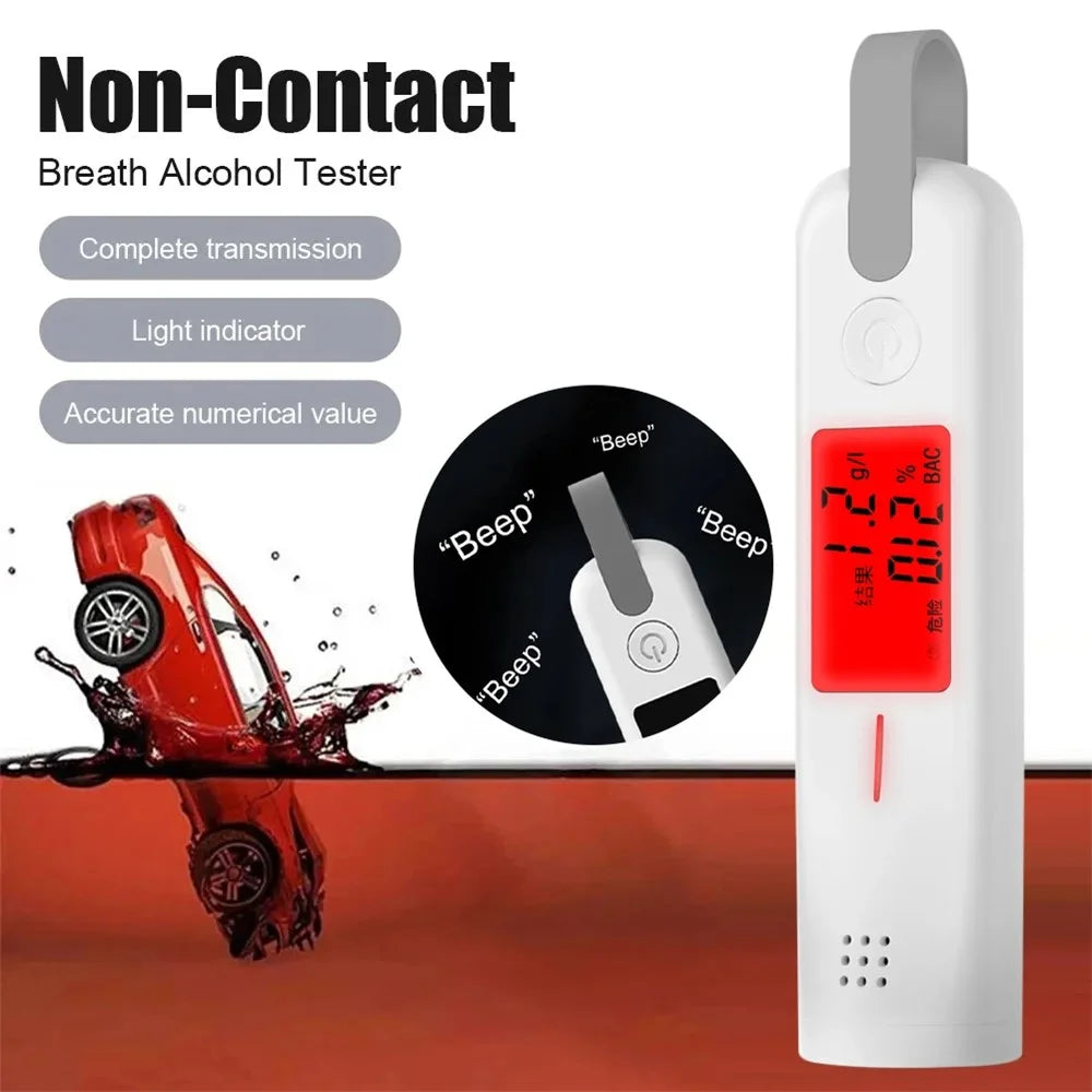 9766 Portable Breath Alcohol Tester 3-Color Indicator High-Precision Alcohol Tester with LED Display - White - 2