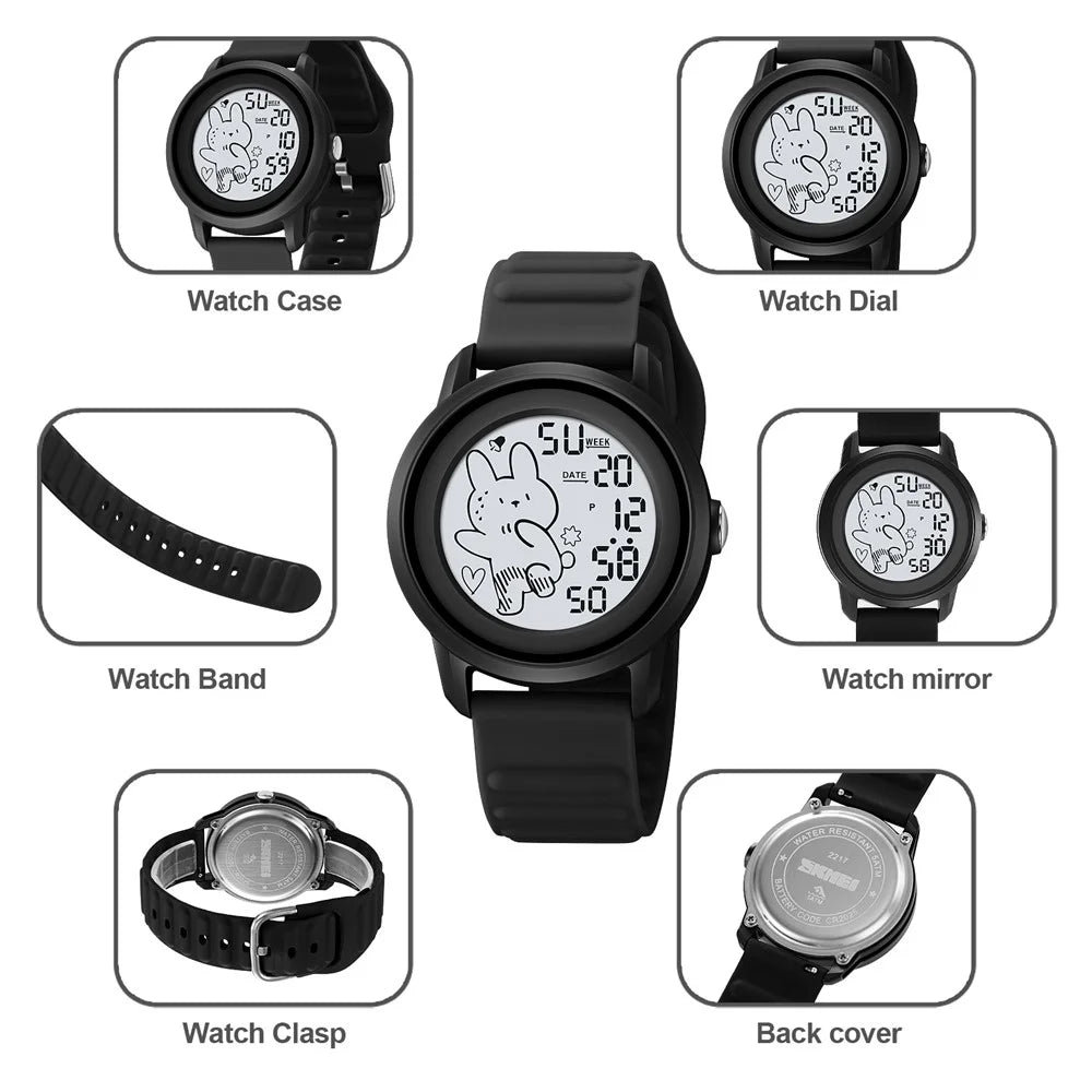 SKMEI 2217 Creative Electric Watch Simple Style Student Sports Electronic Watch - Black - 7